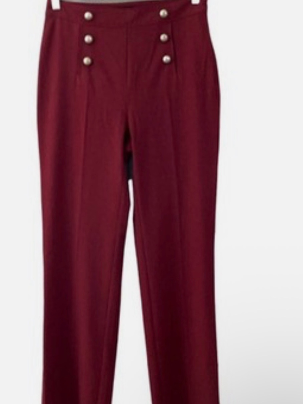 VENUS Sailor-Button High-Waist Pants in Deep Red